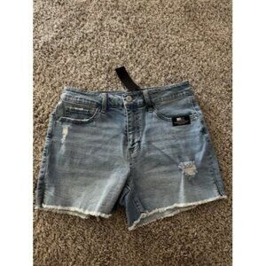 Stitch Star Womens Slit Side Frayed Hem Distressed Demin Shorts Size 4
